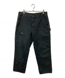 CarHartt（カーハート）の古着「WASHED-DUCK DOUBLE-FRONT WORK DUNGAREE」｜ブラック