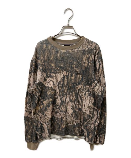 stussy（ステューシー）stussy (ステューシー) ストックロゴ リアルツリーカモ サーマル 長袖カットソー カーキ サイズ:SIZE Mの古着・服飾アイテム