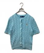POLO RALPH LAURENポロ・ラルフローレン）の古着「ケーブルニットコットンS/Sカーディガン」｜スカイブルー
