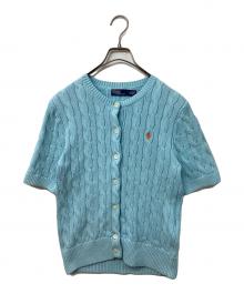 POLO RALPH LAUREN（ポロ・ラルフローレン）の古着「ケーブルニットコットンS/Sカーディガン」｜スカイブルー