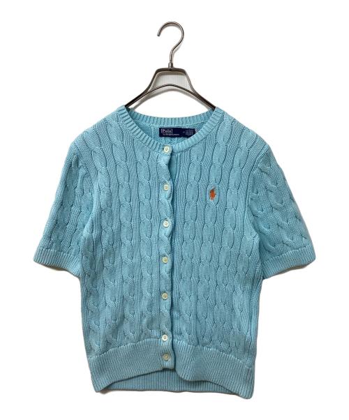 POLO RALPH LAUREN（ポロ・ラルフローレン）POLO RALPH LAUREN (ポロ・ラルフローレン) ケーブルニットコットンS/Sカーディガン スカイブルー サイズ:SIZE Mの古着・服飾アイテム