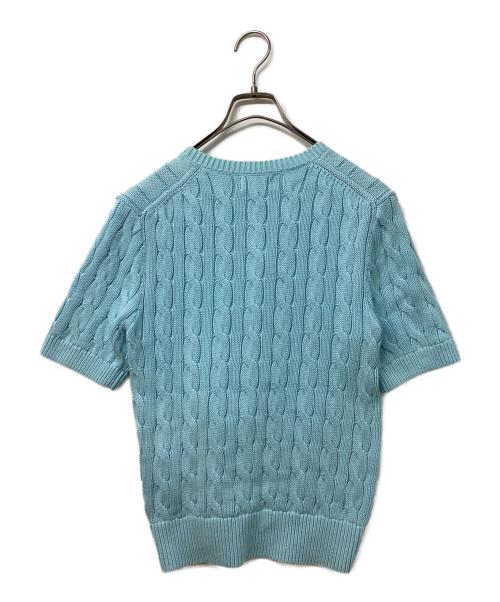 POLO RALPH LAUREN（ポロ・ラルフローレン）POLO RALPH LAUREN (ポロ・ラルフローレン) ケーブルニットコットンS/Sカーディガン スカイブルー サイズ:SIZE Mの古着・服飾アイテム