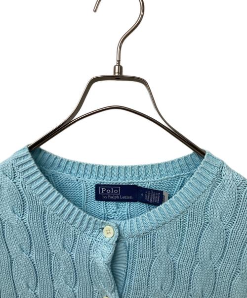 POLO RALPH LAUREN（ポロ・ラルフローレン）POLO RALPH LAUREN (ポロ・ラルフローレン) ケーブルニットコットンS/Sカーディガン スカイブルー サイズ:SIZE Mの古着・服飾アイテム