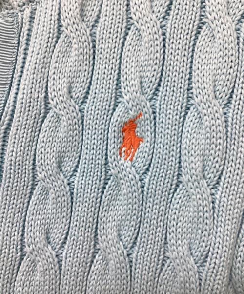 POLO RALPH LAUREN（ポロ・ラルフローレン）POLO RALPH LAUREN (ポロ・ラルフローレン) ケーブルニットコットンS/Sカーディガン スカイブルー サイズ:SIZE Mの古着・服飾アイテム