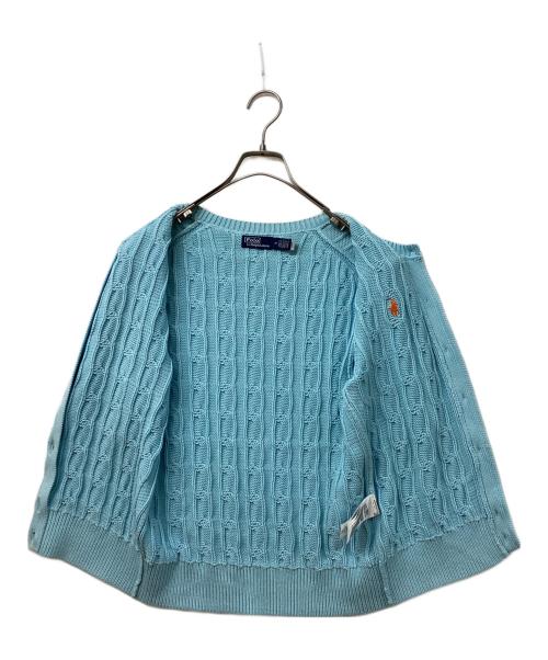 POLO RALPH LAUREN（ポロ・ラルフローレン）POLO RALPH LAUREN (ポロ・ラルフローレン) ケーブルニットコットンS/Sカーディガン スカイブルー サイズ:SIZE Mの古着・服飾アイテム