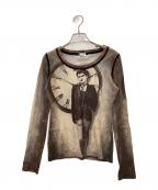 Jean Paul Gaultier FEMMEジャンポールゴルチエ フェム）の古着「パンクガールプリントカットソー」｜ブラウン