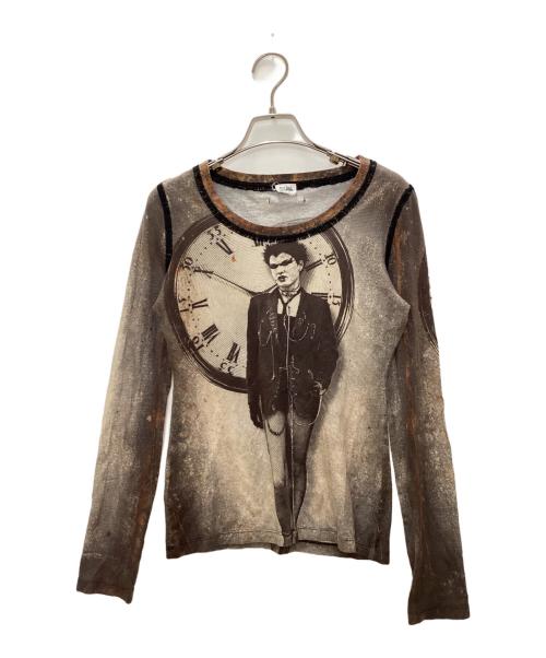 Jean Paul Gaultier FEMME（ジャンポールゴルチエ フェム）Jean Paul Gaultier FEMME (ジャンポールゴルチエ フェム) パンクガールプリントカットソー ブラウン サイズ:40の古着・服飾アイテム