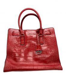 MICHAEL KORS（マイケルコース）の古着「ラージ NS アッシュグレー エンボス加工 レザー ディロン トート」｜レッド