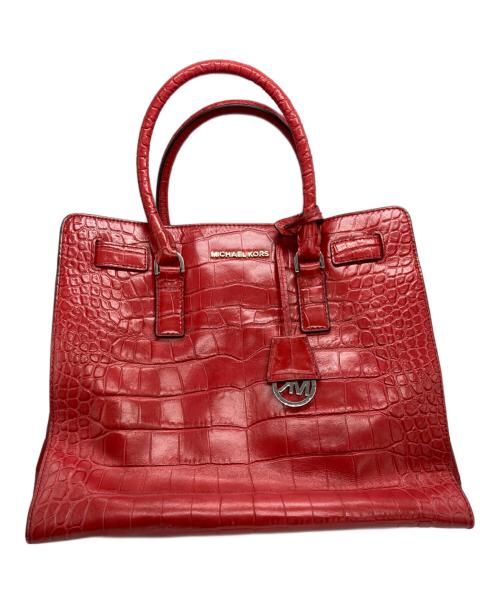 MICHAEL KORS（マイケルコース）MICHAEL KORS (マイケルコース) ラージ NS アッシュグレー エンボス加工 レザー ディロン トート レッドの古着・服飾アイテム