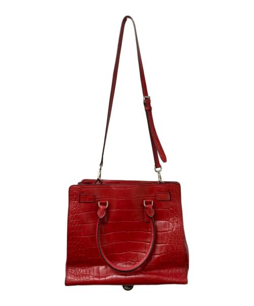 MICHAEL KORS（マイケルコース）MICHAEL KORS (マイケルコース) ラージ NS アッシュグレー エンボス加工 レザー ディロン トート レッドの古着・服飾アイテム