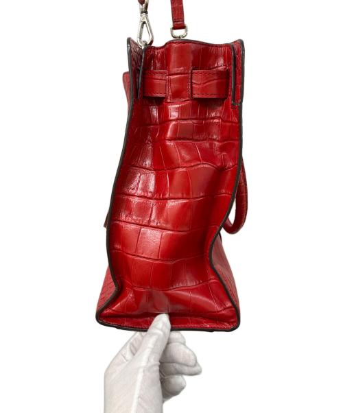 MICHAEL KORS（マイケルコース）MICHAEL KORS (マイケルコース) ラージ NS アッシュグレー エンボス加工 レザー ディロン トート レッドの古着・服飾アイテム
