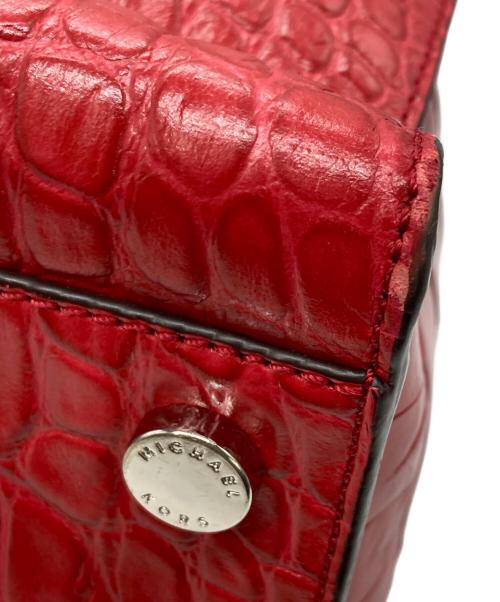 MICHAEL KORS（マイケルコース）MICHAEL KORS (マイケルコース) ラージ NS アッシュグレー エンボス加工 レザー ディロン トート レッドの古着・服飾アイテム