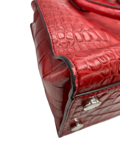 MICHAEL KORS（マイケルコース）MICHAEL KORS (マイケルコース) ラージ NS アッシュグレー エンボス加工 レザー ディロン トート レッドの古着・服飾アイテム