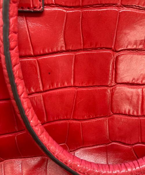 MICHAEL KORS（マイケルコース）MICHAEL KORS (マイケルコース) ラージ NS アッシュグレー エンボス加工 レザー ディロン トート レッドの古着・服飾アイテム