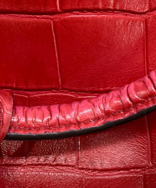 MICHAEL KORS（マイケルコース）MICHAEL KORS (マイケルコース) ラージ NS アッシュグレー エンボス加工 レザー ディロン トート レッドの古着・服飾アイテム