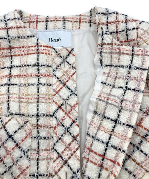 Rene（ルネ）Rene (ルネ) ノーカラーツイードジャケット アイボリー サイズ:34の古着・服飾アイテム