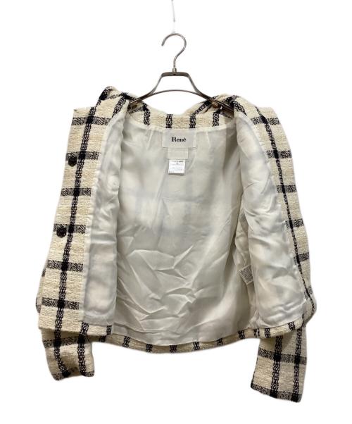 Rene（ルネ）Rene (ルネ) フード付きツイードジャケット アイボリー サイズ:SIZE 36の古着・服飾アイテム