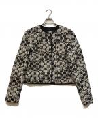 Karl Lagerfeldカール ラガーフェルド）の古着「ノーカラーツイードジャケット」｜ホワイト×ブラック
