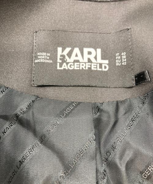 Karl Lagerfeld（カール ラガーフェルド）Karl Lagerfeld (カール ラガーフェルド) ノーカラーツイードジャケット ホワイト×ブラック サイズ:40の古着・服飾アイテム