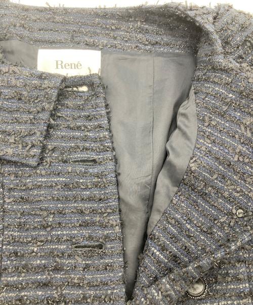 Rene（ルネ）Rene (ルネ) ツイードワンピース ネイビー サイズ:36の古着・服飾アイテム