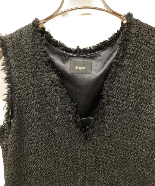 Diagram（ダイアグラム）Diagram (ダイアグラム) グレースコンチネンタル ツイードフレアワンピース ブラック サイズ:SIZE 36の古着・服飾アイテム