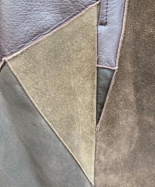 tricot COMME des GARCONS（トリココムデギャルソン）tricot COMME des GARCONS (トリココムデギャルソン) パッチワークレザースカート ブラウン サイズ:Sの古着・服飾アイテム