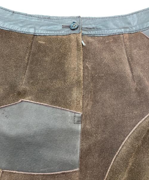 tricot COMME des GARCONS（トリココムデギャルソン）tricot COMME des GARCONS (トリココムデギャルソン) パッチワークレザースカート ブラウン サイズ:Sの古着・服飾アイテム
