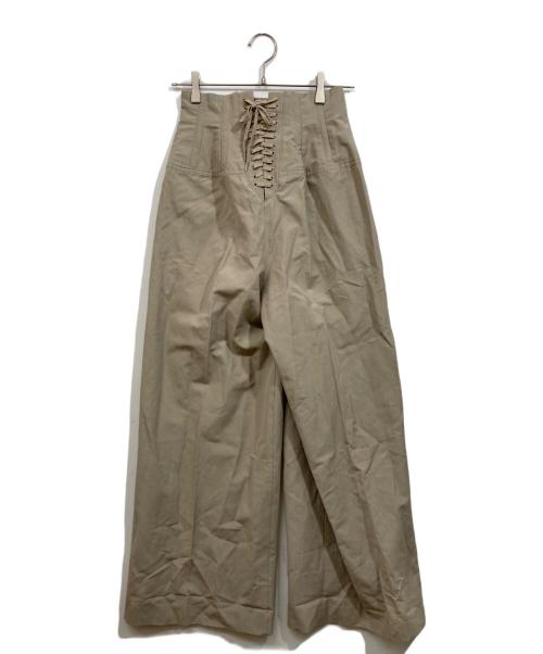 JANE SMITH（ジェーンスミス）JANE SMITH (ジェーンスミス) Lace Up Wide Pants ベージュ サイズ:	SIZE 34の古着・服飾アイテム