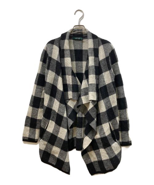 LAUREN RALPH LAUREN（ローレン ラルフ ローレン）LAUREN RALPH LAUREN (ローレン ラルフ ローレン) チェックカーディガン ホワイト×ブラック サイズ:SIZE Sの古着・服飾アイテム