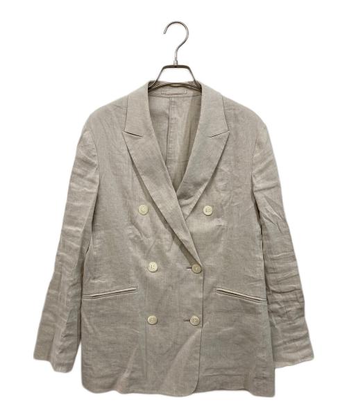 23区（ニジュウサンク）23区 (ニジュウサンク) リネンレーヨンストレッチ ダブル ジャケット ベージュ サイズ:38の古着・服飾アイテム