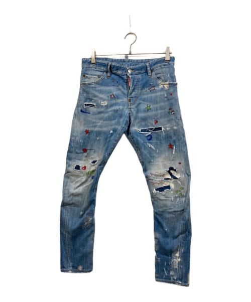 DSQUARED2（ディースクエアード）DSQUARED2 (ディースクエアード) Baby Print Sexy Twist Jeans インディゴ サイズ:46の古着・服飾アイテム