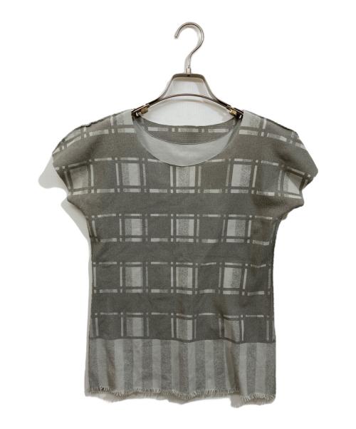 ISSEY MIYAKE A-POC（イッセイミヤケ エイポック）ISSEY MIYAKE A-POC (イッセイミヤケ エイポック) カッティング顔料プリントカットソー グレー サイズ:	SIZE 2の古着・服飾アイテム