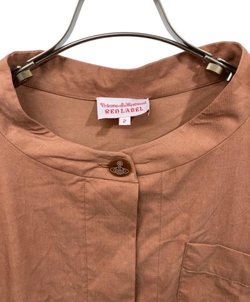 Vivienne Westwood RED LABEL（ヴィヴィアンウエストウッドレッドレーベル）Vivienne Westwood RED LABEL (ヴィヴィアンウエストウッドレッドレーベル) 五分袖 バンドカラーワンピース ブラウン サイズ:SIZE 2（実寸をご確認ください）の古着・服飾アイテム