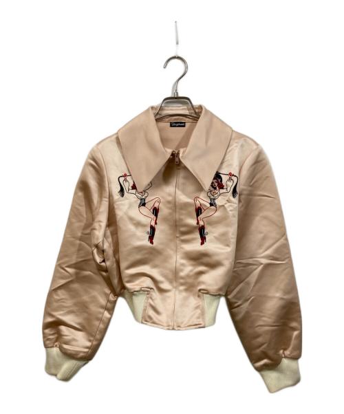 verybrain（ベリーブレイン）Verybrain (ベリーブレイン) 刺繍ブルゾン ピンク サイズ:SIZE Mの古着・服飾アイテム
