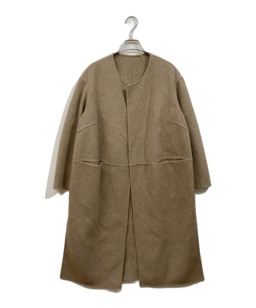 DEUXIEME CLASSE（ドゥーズィエム クラス）DEUXIEME CLASSE (ドゥーズィエム クラス) リバーロングノーカラーコート ベージュ サイズ:SIZE 36の古着・服飾アイテム