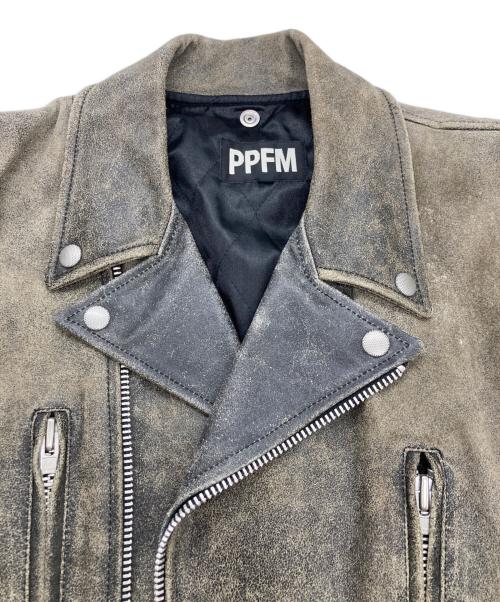 PPFM（ピーピーエフエム）PPFM (ピーピーエフエム) ダブルライダースジャケット グレー サイズ:Mの古着・服飾アイテム