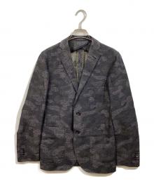 TAGLIATORE（タリアトーレ）の古着「リネンコットンカモフラ2Bジャケット」｜ブラック