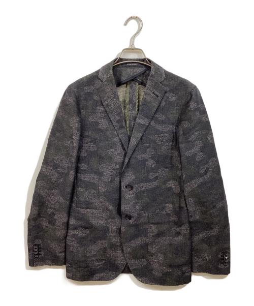 TAGLIATORE（タリアトーレ）TAGLIATORE (タリアトーレ) リネンコットンカモフラ2Bジャケット ブラック サイズ:SIZE 44の古着・服飾アイテム