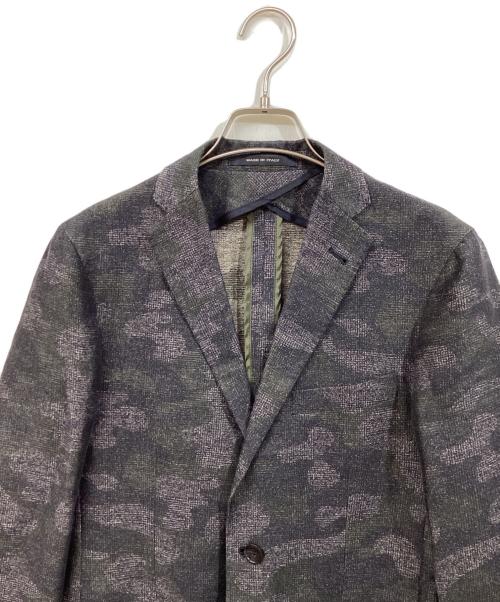 TAGLIATORE（タリアトーレ）TAGLIATORE (タリアトーレ) リネンコットンカモフラ2Bジャケット ブラック サイズ:SIZE 44の古着・服飾アイテム
