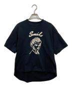 MUVEILミュベール）の古着「smile刺繍Tシャツ」｜ブラック