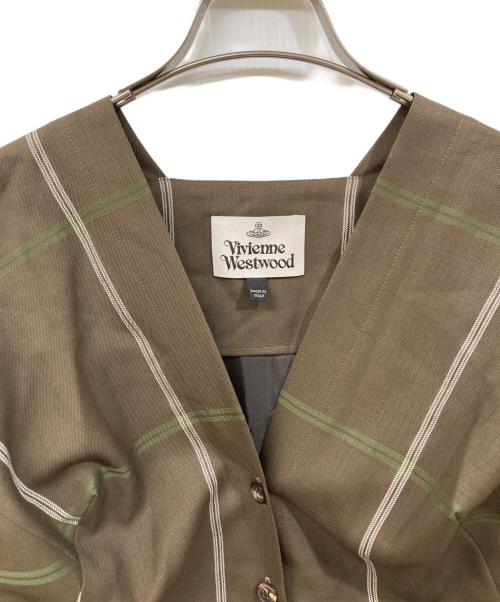 Vivienne Westwood（ヴィヴィアンウエストウッド）Vivienne Westwood (ヴィヴィアンウエストウッド) 変形シャツワンピース ブラウン サイズ:	SIZE 40の古着・服飾アイテム