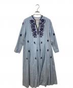 ne quittez pasヌキテパ）の古着「Chikan Embroidery Panel Dress」｜ブルー