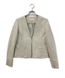 UNITED ARROWS TOKYO（ユナイテッドアローズトウキョウ）の古着「パイルジャカード Vノーカラー ジャケット」｜ベージュ