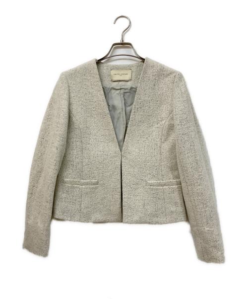 UNITED ARROWS TOKYO（ユナイテッドアローズトウキョウ）UNITED ARROWS TOKYO (ユナイテッドアローズトウキョウ) パイルジャカード Vノーカラー ジャケット ベージュ サイズ:36の古着・服飾アイテム