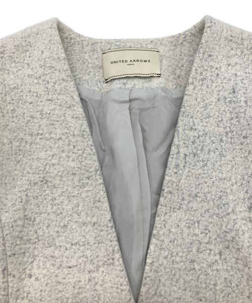 UNITED ARROWS TOKYO（ユナイテッドアローズトウキョウ）UNITED ARROWS TOKYO (ユナイテッドアローズトウキョウ) パイルジャカード Vノーカラー ジャケット ベージュ サイズ:36の古着・服飾アイテム