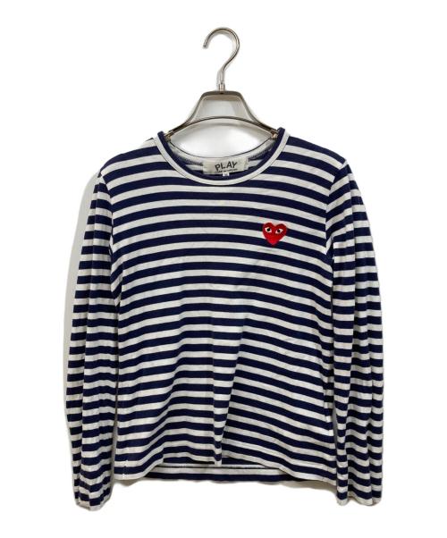 PLAY COMME des GARCONS（プレイコムデギャルソン）PLAY COMME des GARCONS (プレイコムデギャルソン) STRIPED L/S T-SHIRT ネイビー サイズ:SIZE Mの古着・服飾アイテム