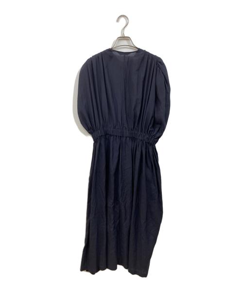 SACRA（サクラ）SACRA (サクラ) トリアセテートミックスローンギャザーワンピース ブラック サイズ:	SIZE 38の古着・服飾アイテム