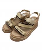 LANVIN en Bleuランバンオンブルー）の古着「ロゴストラップウェッジヒールサンダル」｜ベージュ
