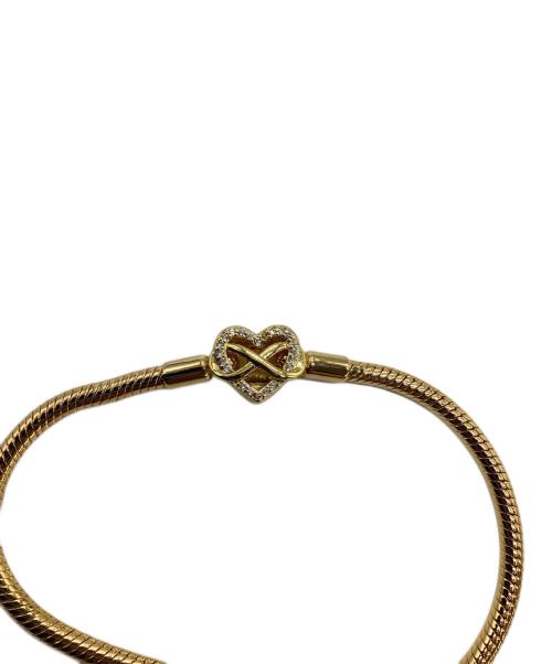 PANDORA（パンドラ）PANDORA (パンドラ) Sparkling Infinity Heart Clasp Snake Chain Bracelet ゴールドの古着・服飾アイテム
