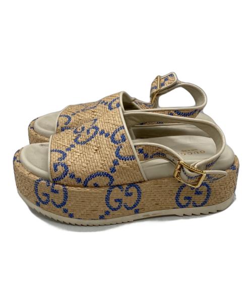 GUCCI（グッチ）GUCCI (グッチ) GGプラットフォームサンダル ベージュ サイズ:SIZE 35 1/2の古着・服飾アイテム